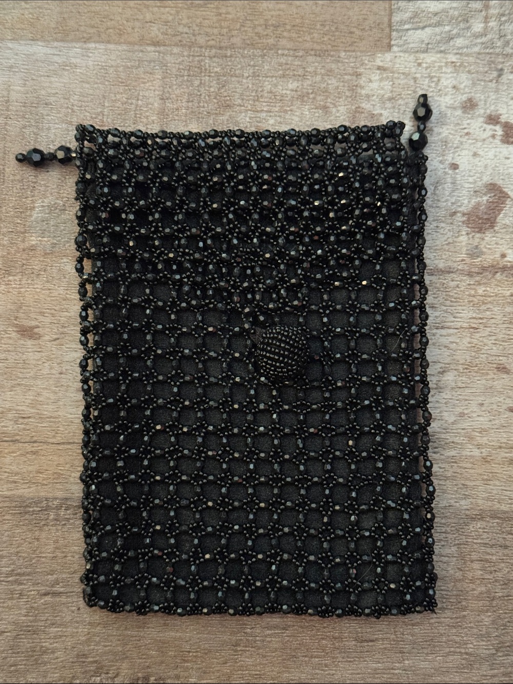 Black Beaded Zipper Evening Bag